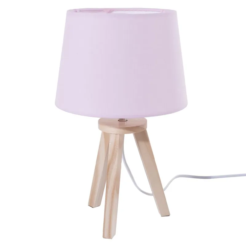 Lampka Nocna Z Różowym Abażurem 31 cm Na