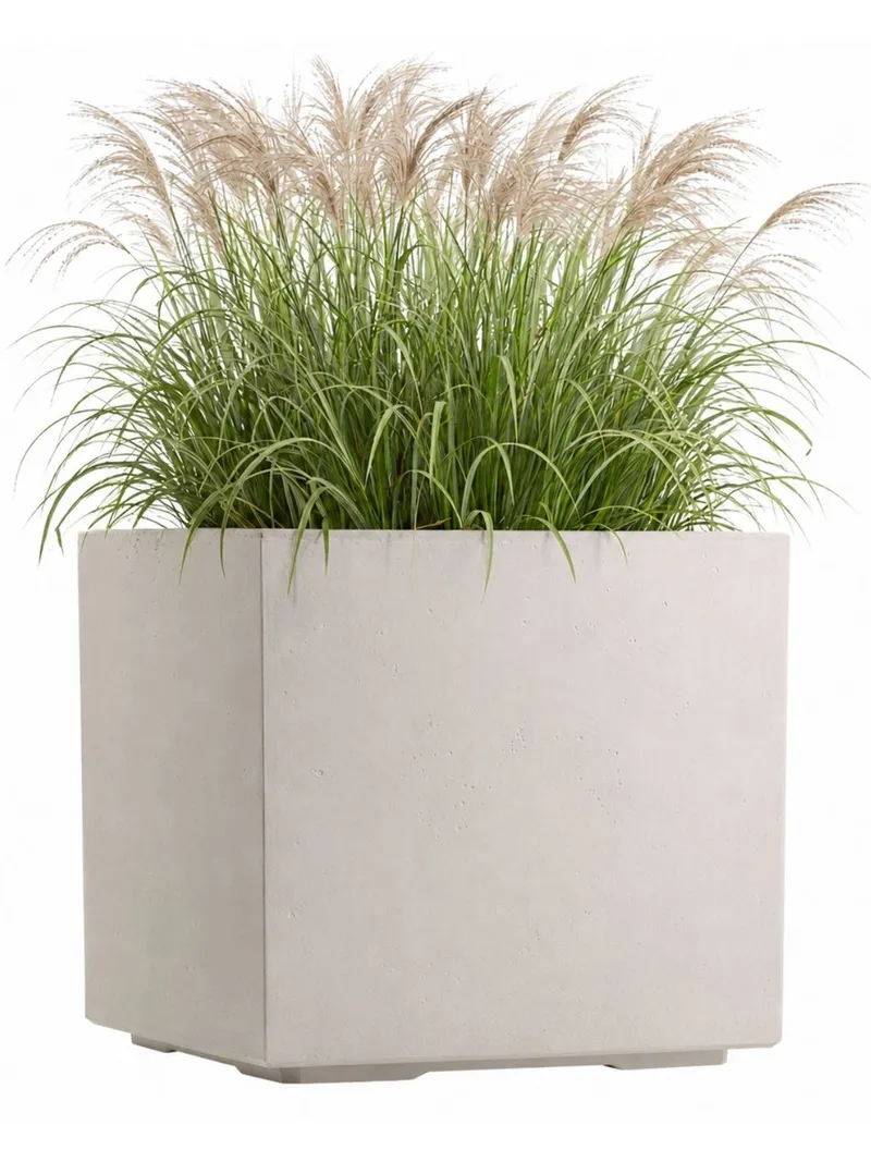 Donica Betonique Na Kółkach Beton Recykling Beż 40X40XH40 cm