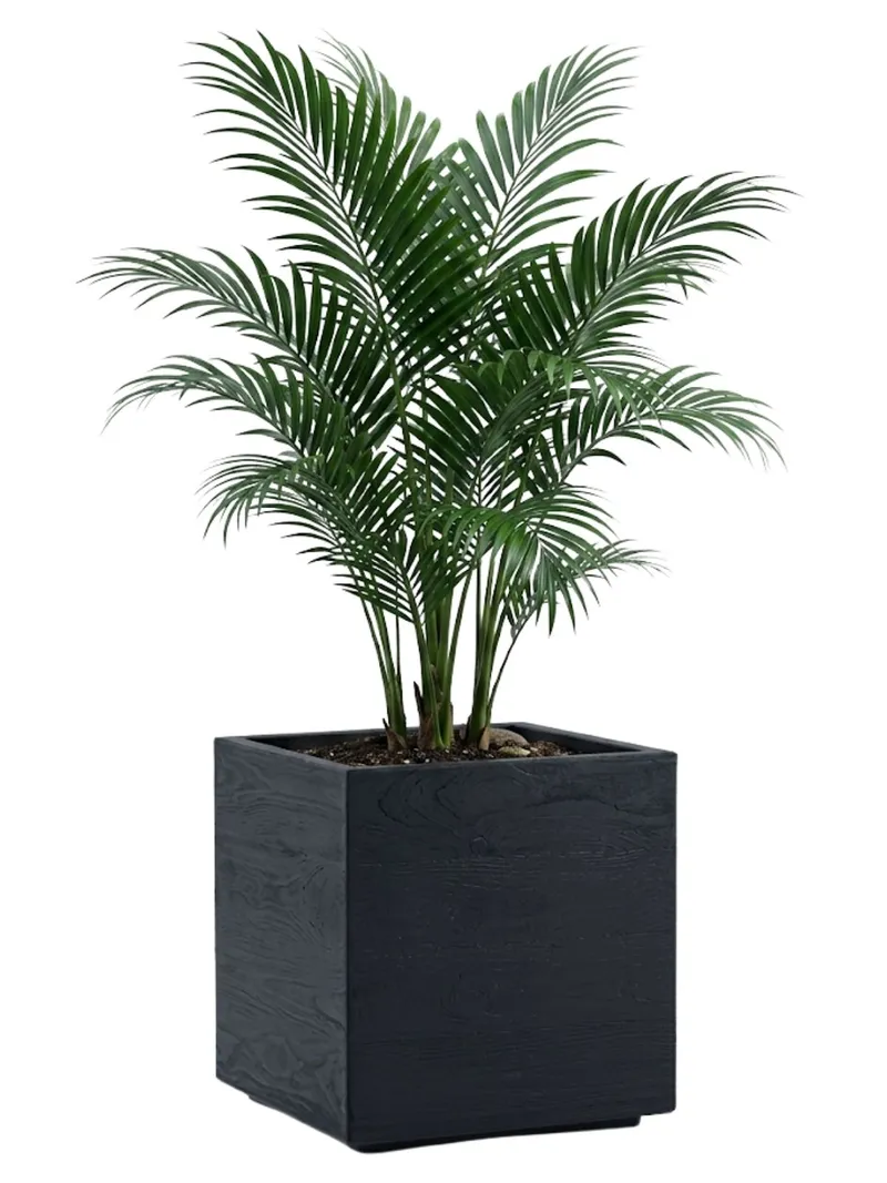 Donica Betonique Na Kółkach Deska Recykling Antracyt 40X40XH40 cm