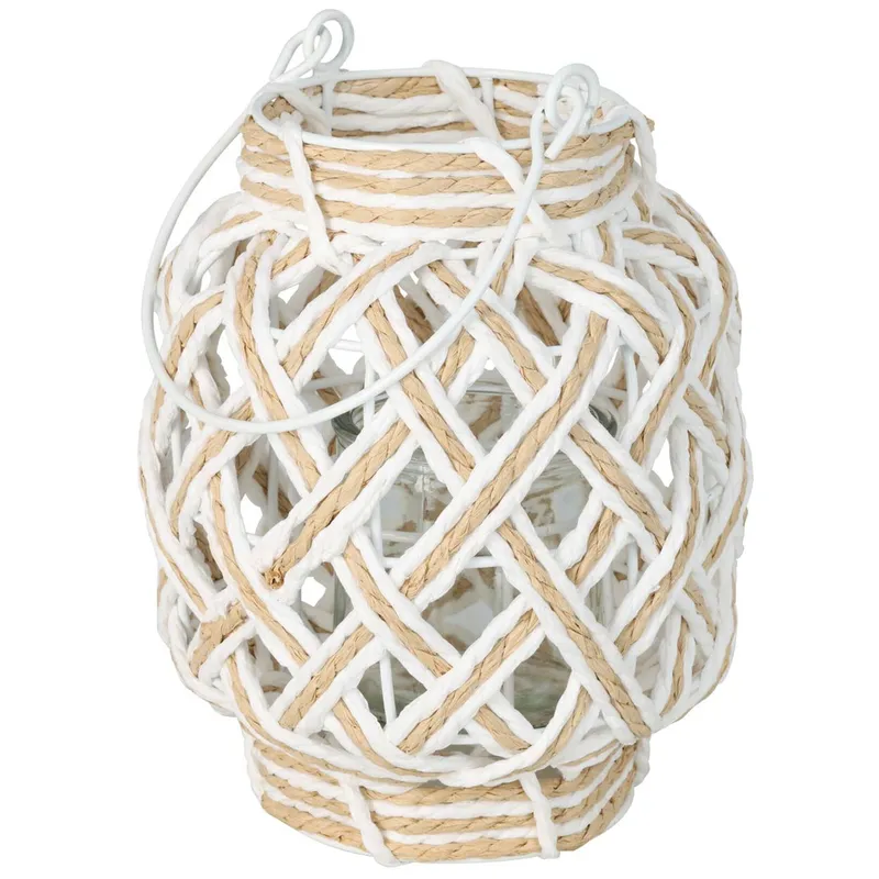 Pleciony Lampion Ze Szklanym Wkładem