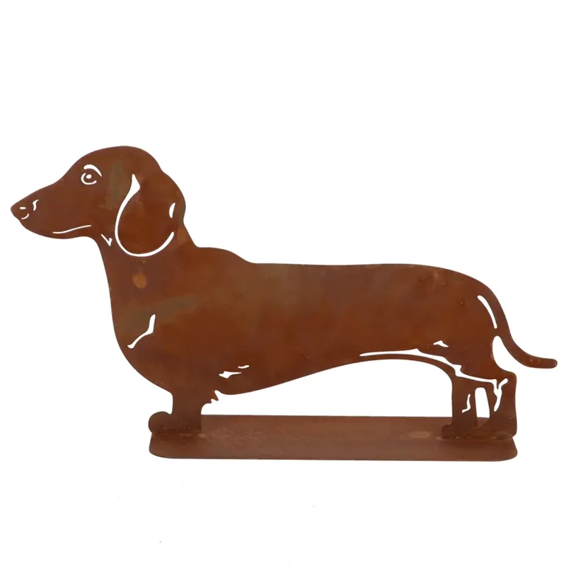 Dekoracja Ogrodowa Figurka Psa Jamnika Ze Stali Corten H30,6 cm