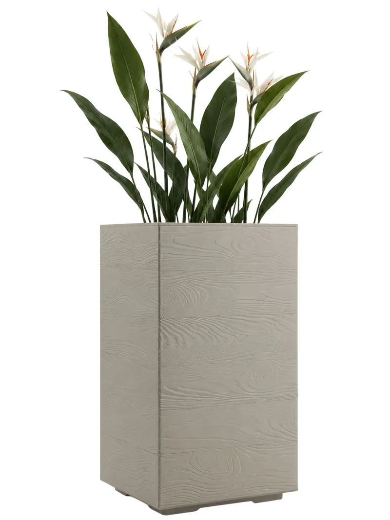 Donica Betonique Na Kółkach Deska Recykling Beż H60X40 cm
