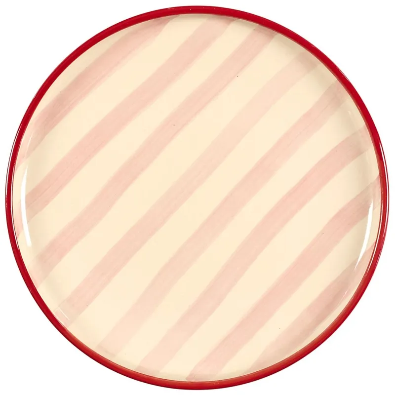 Talerz Deserowy Dolce Vita 20 cm Pasy - Różowe