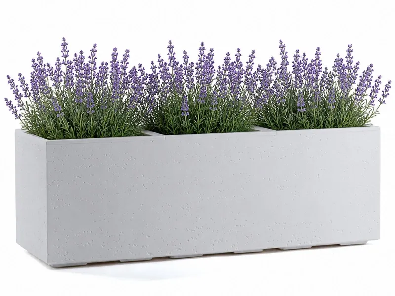 Donica Betonique Na Kółkach Recykling Beton 90X30XH30 cm - Kremowy