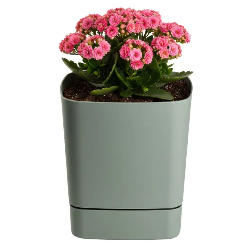 Donica Z Podstawką CUBI Recykling Szarozielona 19x19 cm