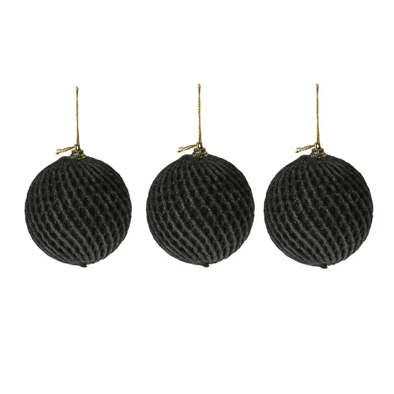 Bombki Choinkowe Z Brokatem Black 12