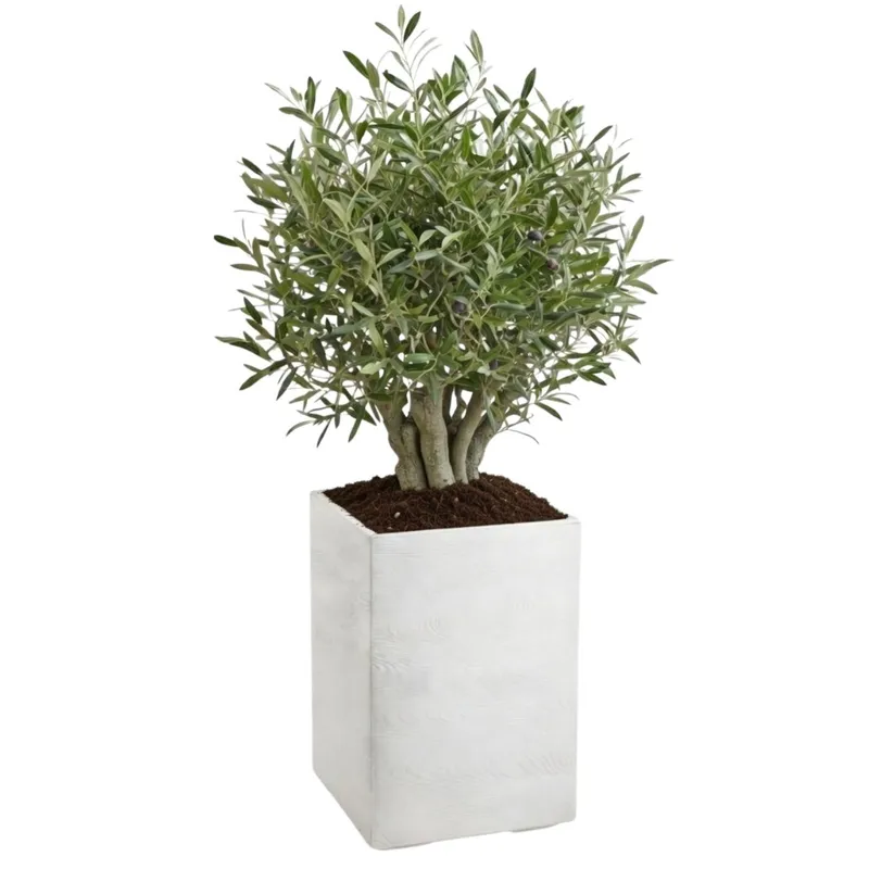 Donica Betonique Na Kółkach Deska Recykling H60X40 cm - Kremowy