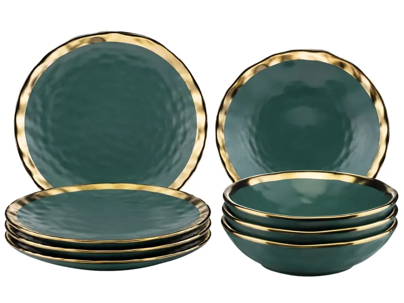 Zestaw Ośmiu Talerzy LISSA GREEN GOLD