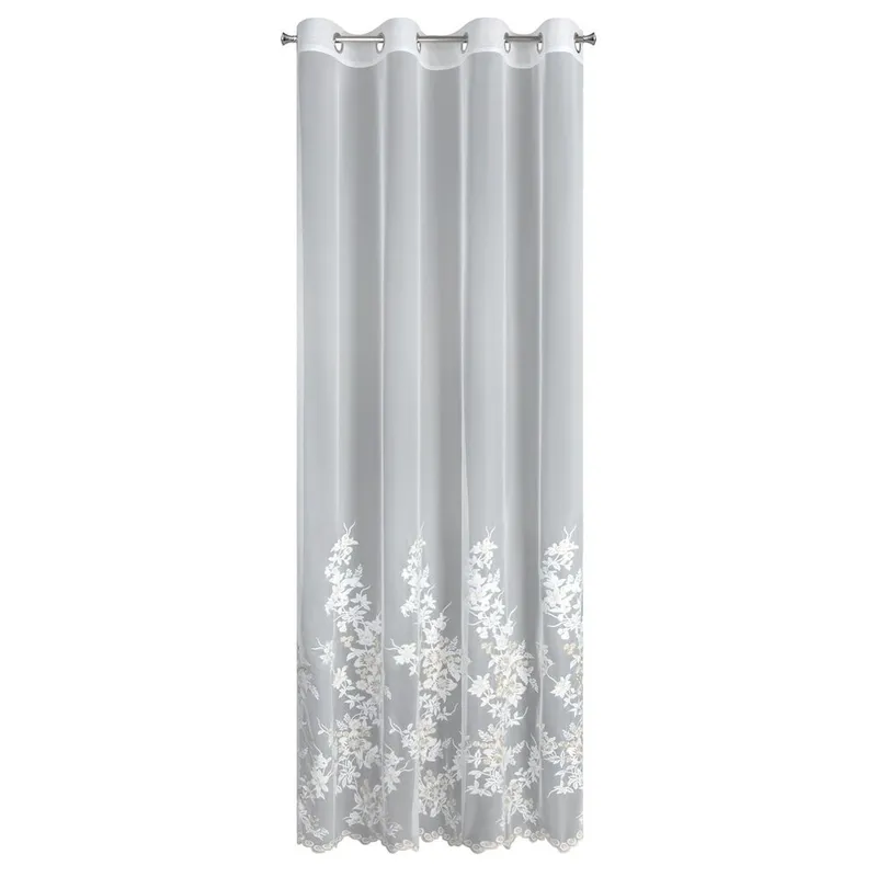 Firana ALIRA Krem Haft Kwiatowy 140x250 cm