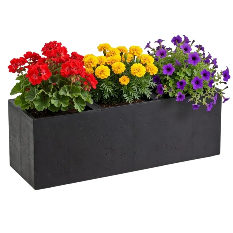 Donica Betonique Na Kółkach Recykling 90X30XH30 cm - Czarny