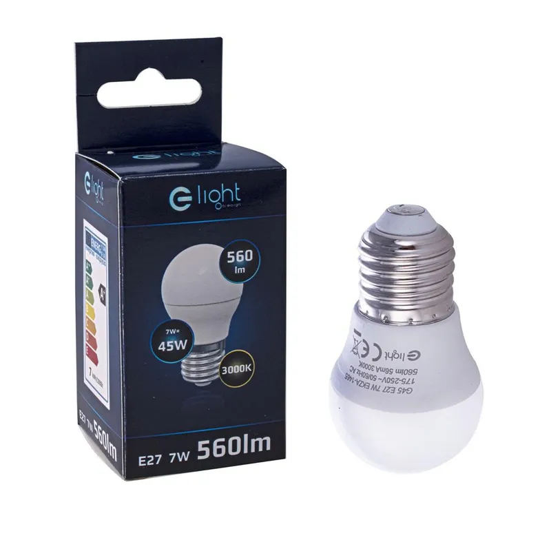 Żarówka LED 7W E27 G45 Ciepła 3000K