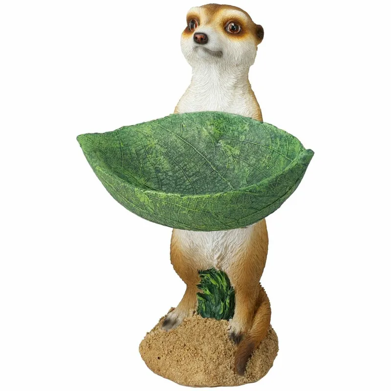 Figurka Ogrodowa Surykatka Z Liściem 30 cm