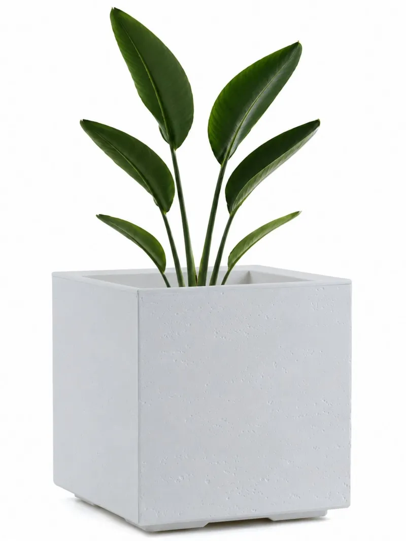 Donica Betonique Na Kółkach Recykling Beton 40X40XH40 cm - Kremowy