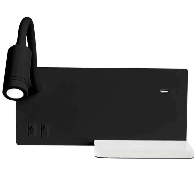 Kinkiet SHELF Półka Ładowarka USB - Czarny