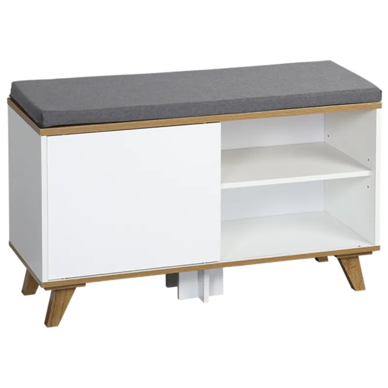 Szafka Na Buty Z Siedziskiem Nordica Living 77X30XH48 cm - Biała