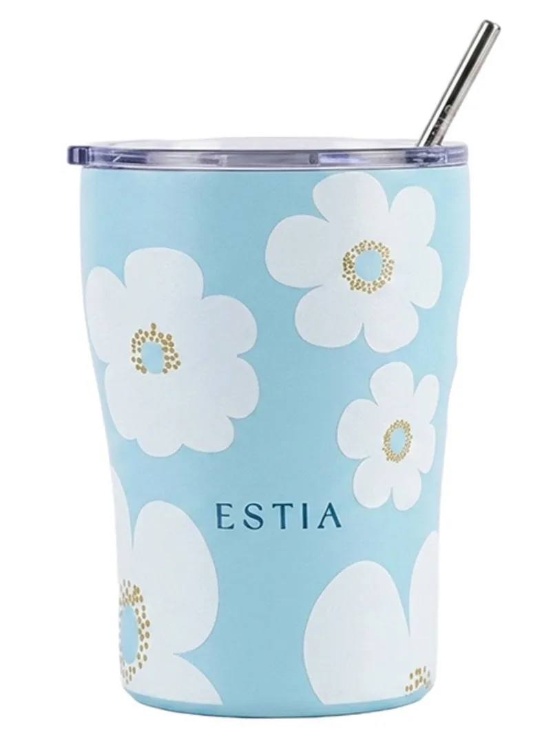 Kubek Termiczny Ze Słomką 350 ml Blue Daisy