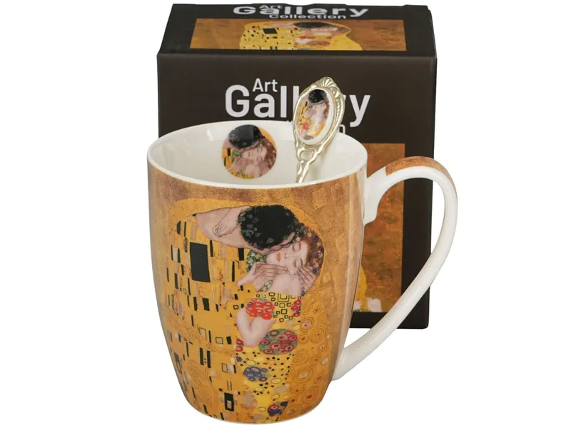 Porcelanowy Kubek Z Łyżeczką G. Klimt The Kiss 360 ml