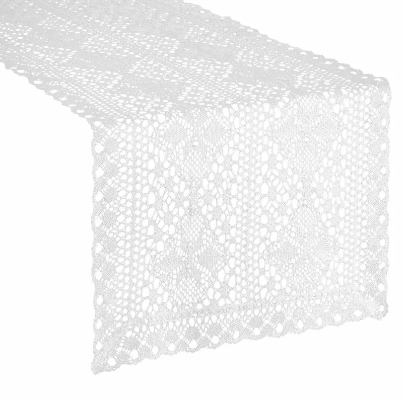 Szydełkowy Bieżnik MARY 40x140 cm - Biały