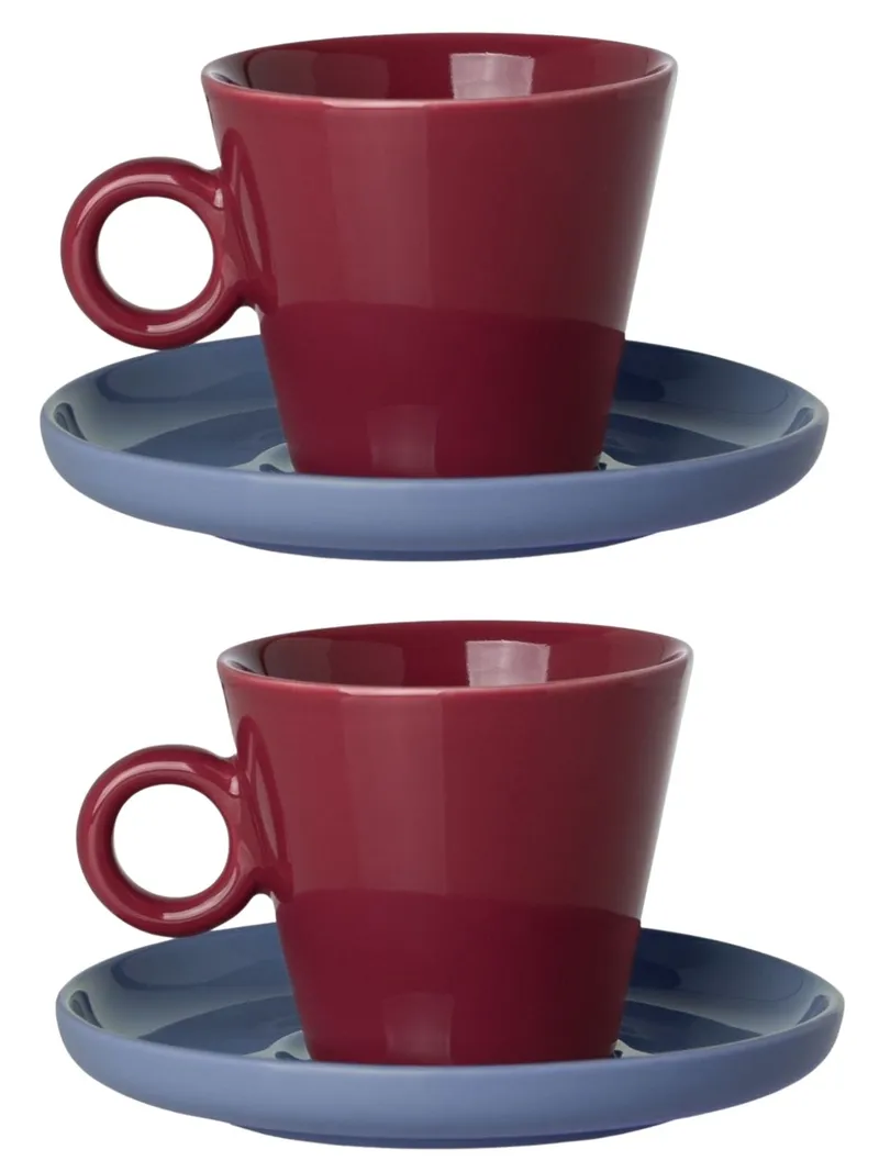 Komplet Filiżanek Do Cappuccino 200 ml 2 szt. Cream - Czerwona