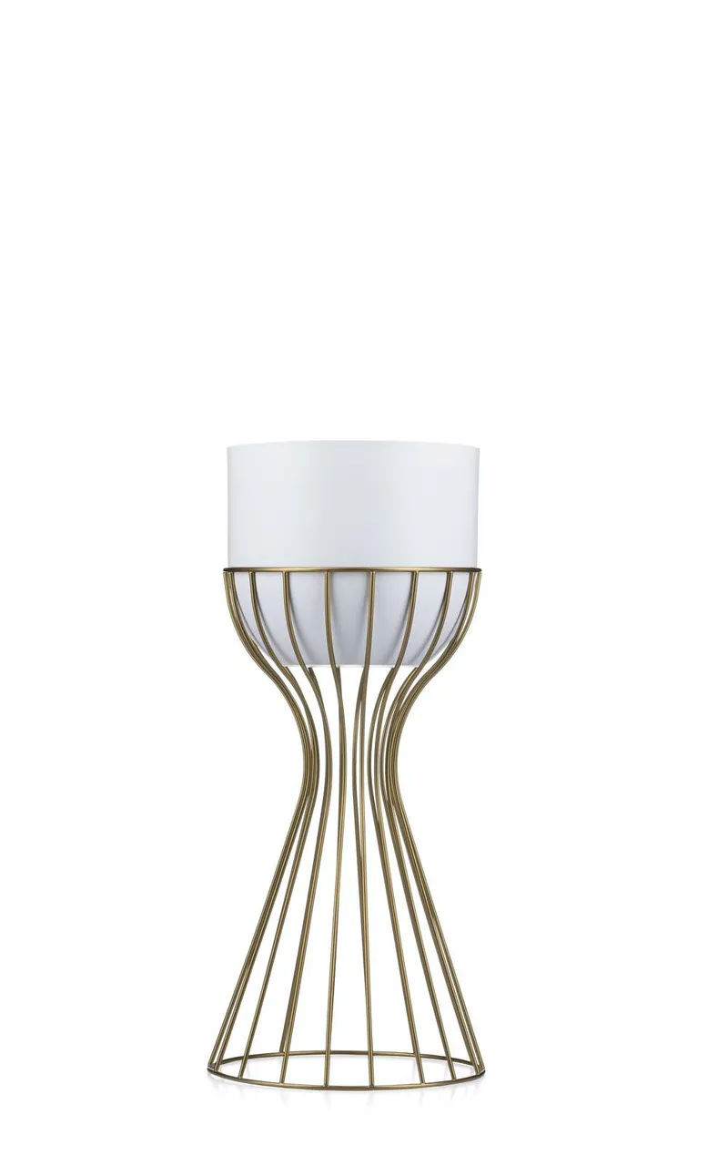 Kwietnik Stojący 46 cm Złoto Biały LOFT