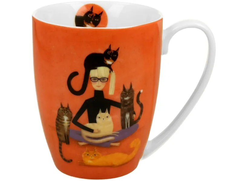 Porcelanowy Kubek Baryłka Koci Świat Cindy I Koty W Koszyczku 360 ml