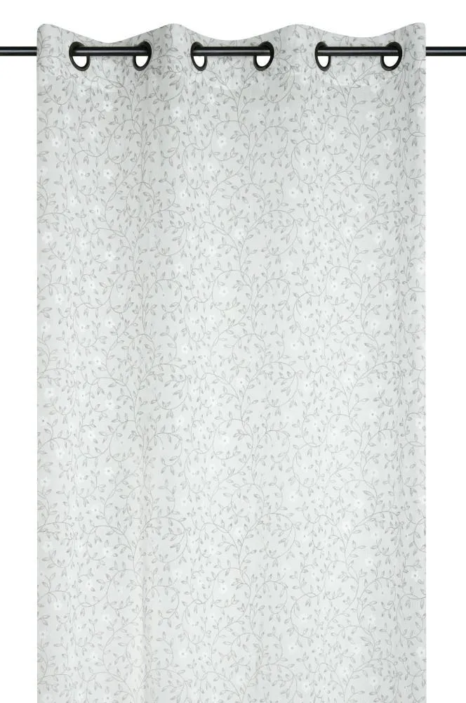 Firana GINNY 140x260 Kwiaty - Kremowa