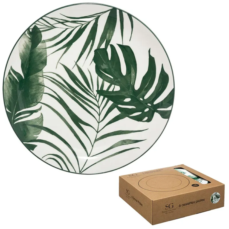 Komplet 6 Talerzy Obiadowych Leafs 26 cm