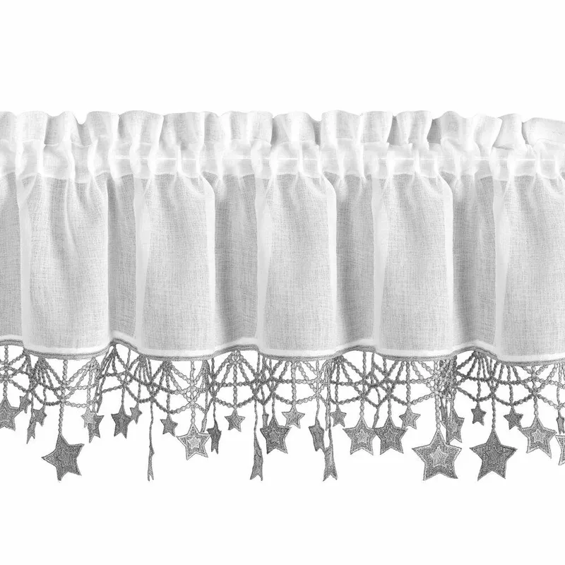 Zazdrostka Świąteczna 30x150 cm Biała Srebrne Gwiazdki
