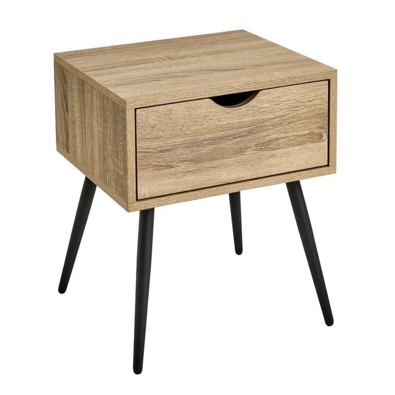 Stolik Nocny Z Szufladką 50 cm - Beżowy