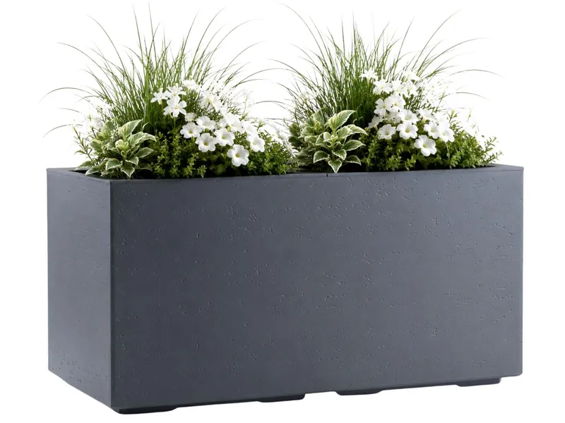 Donica Betonique Na Kółkach Recykling Beton H39X78 cm - Szary