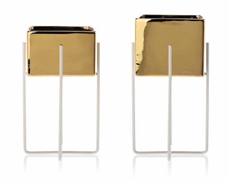 Doniczki Mizu Gold White 21 I 23 cm