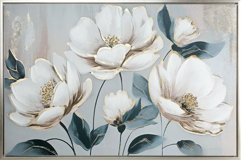 Obraz 672/A 90x60 cm Kwiaty - Białe