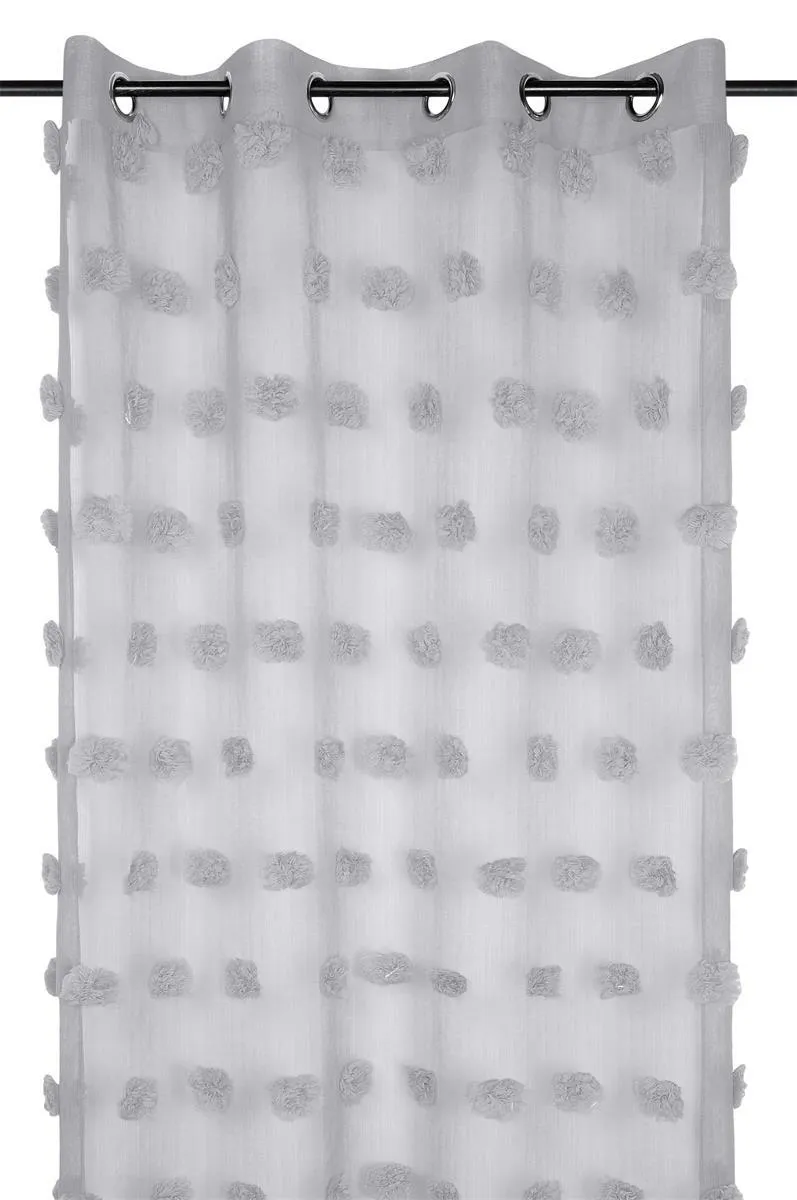 Firana POMPINOU 140x260 Pompony - Srebrna