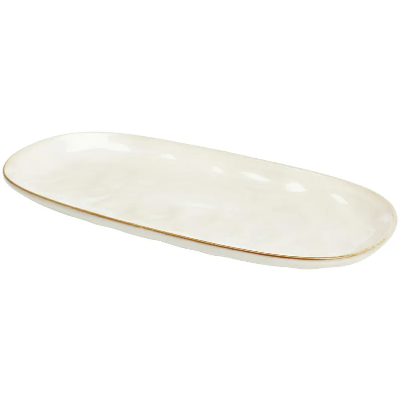 Półmisek Owalny Z Brązową Krawędzią 31 cm - Biały