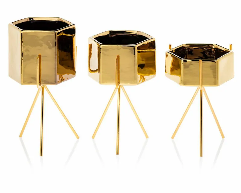 Zestaw 3 Doniczek Sashi Gold