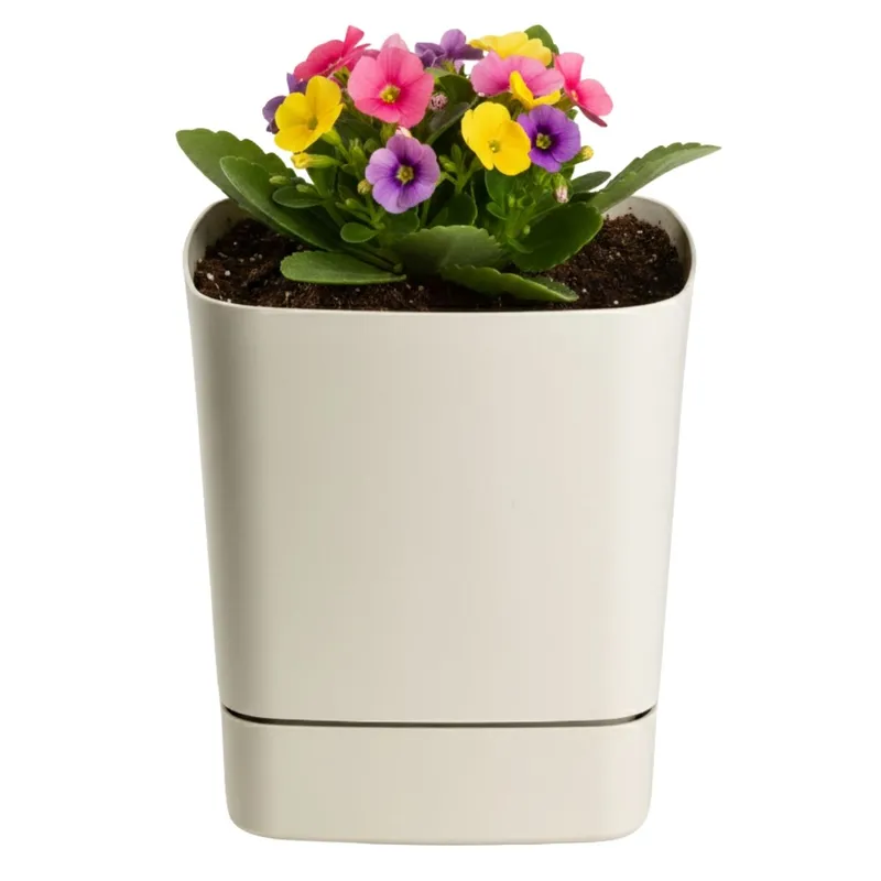 Donica Z Podstawką CUBI Recykling Beż 16x16 cm
