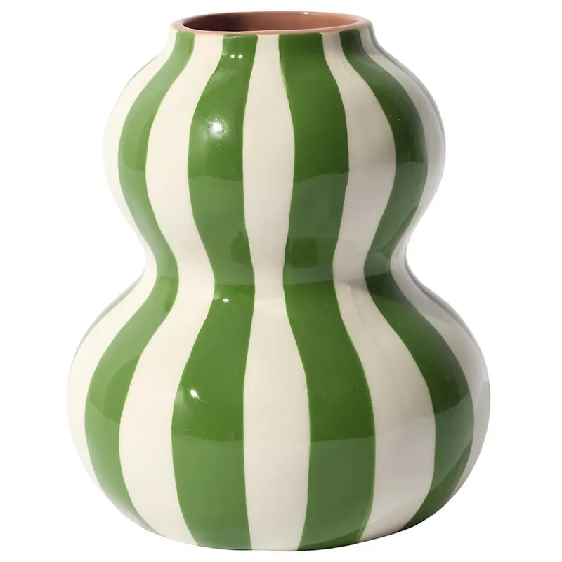 Ceramiczny Wazon SOLVI 15 cm Pasy - Zielone