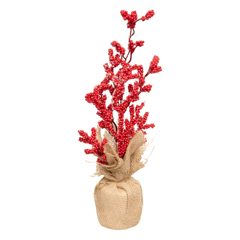 Kwiaty W Doniczce 38cm Juta - Czerwone