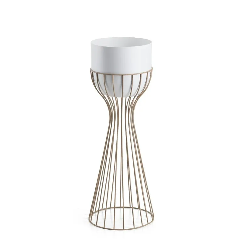 Kwietnik Stojący Z Białą Osłonką 56 cm Taupe