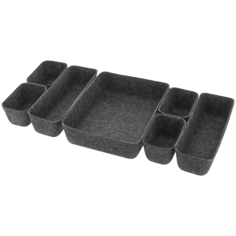 Filcowy Organizer Do Szuflad 7 Koszy Antracyt