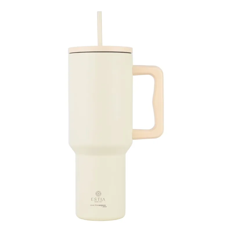 Kubek Termiczny Ze Słomką 1200 ml Lily White