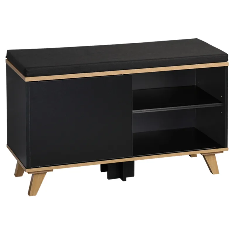 Szafka Na Buty Z Siedziskiem Nordica Living 77X30H48 cm - Czarna