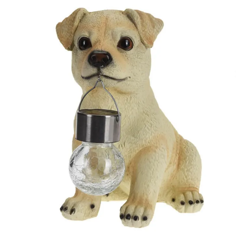 Lampka Ogrodowa - Kremowy Labrador Z Latarenką 24 cm