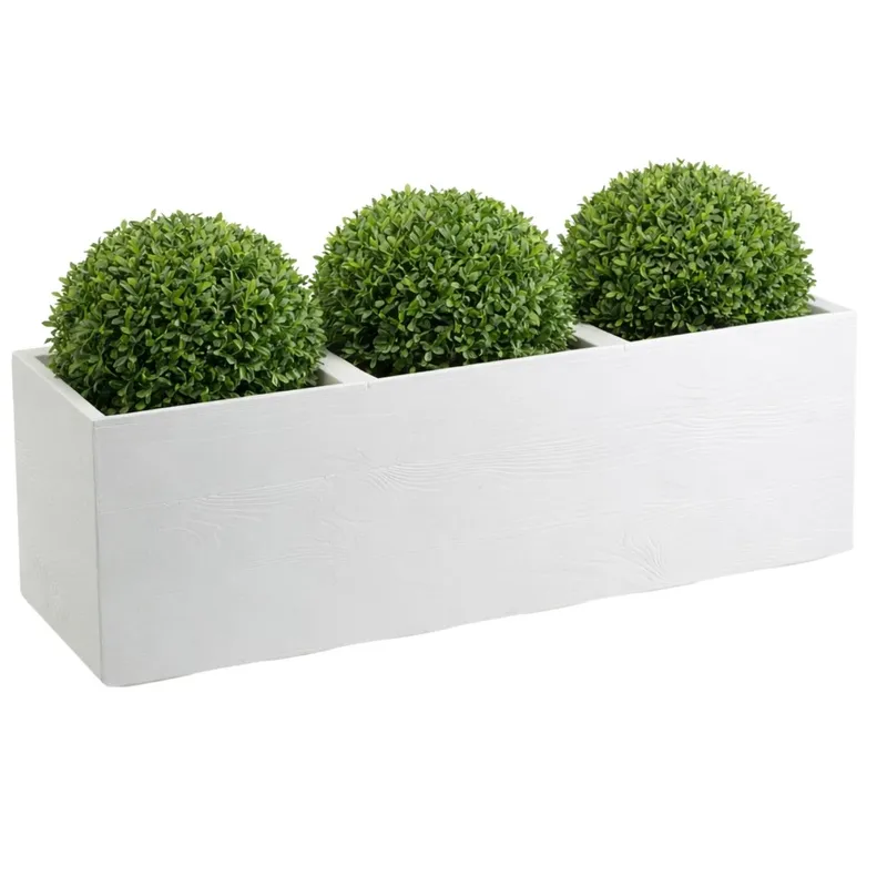 Donica Betonique Na Kółkach Deska Recykling 90X30XH30 cm - Kremowy