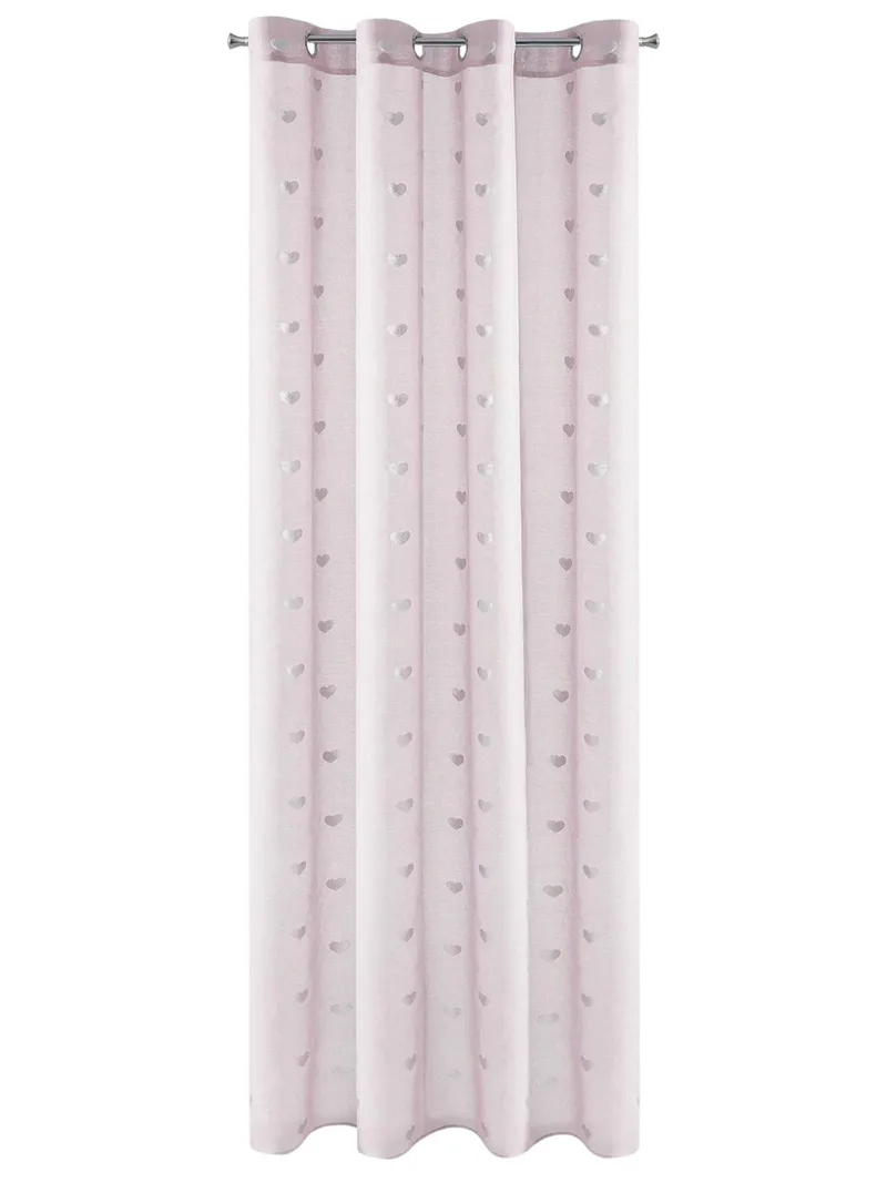 Firana BENAY 140x250 Róż Srebro Serca