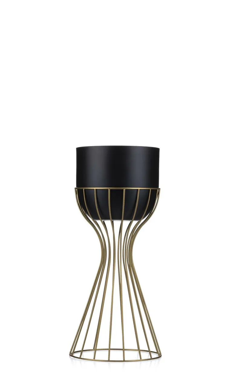 Kwietnik Stojący 46 cm Złoto Czarny LOFT