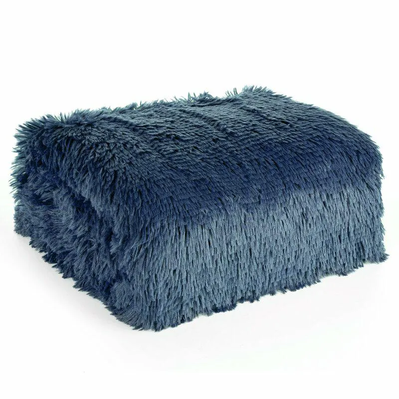 Koc TIFANY Futerkowy Granat 200x220 cm