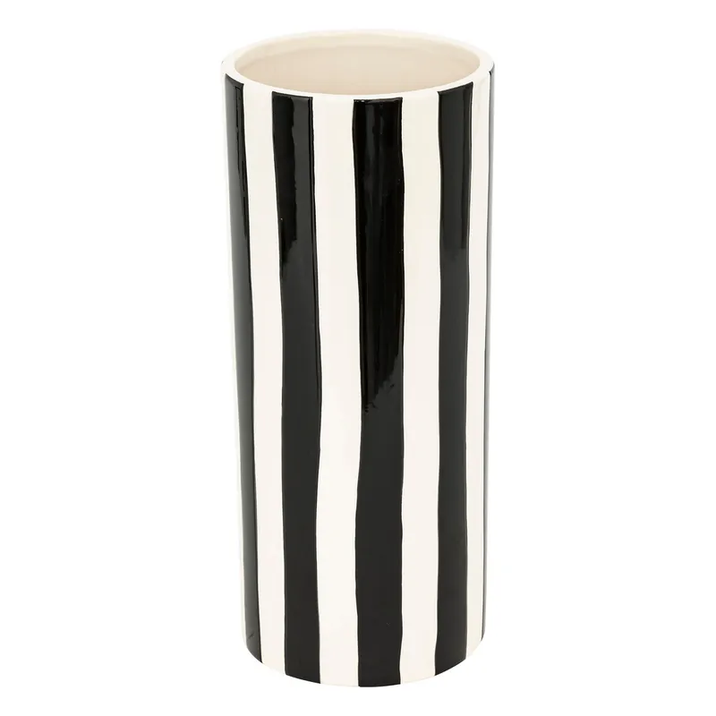 Ceramiczny Wazon W Paski Eden - Czarny