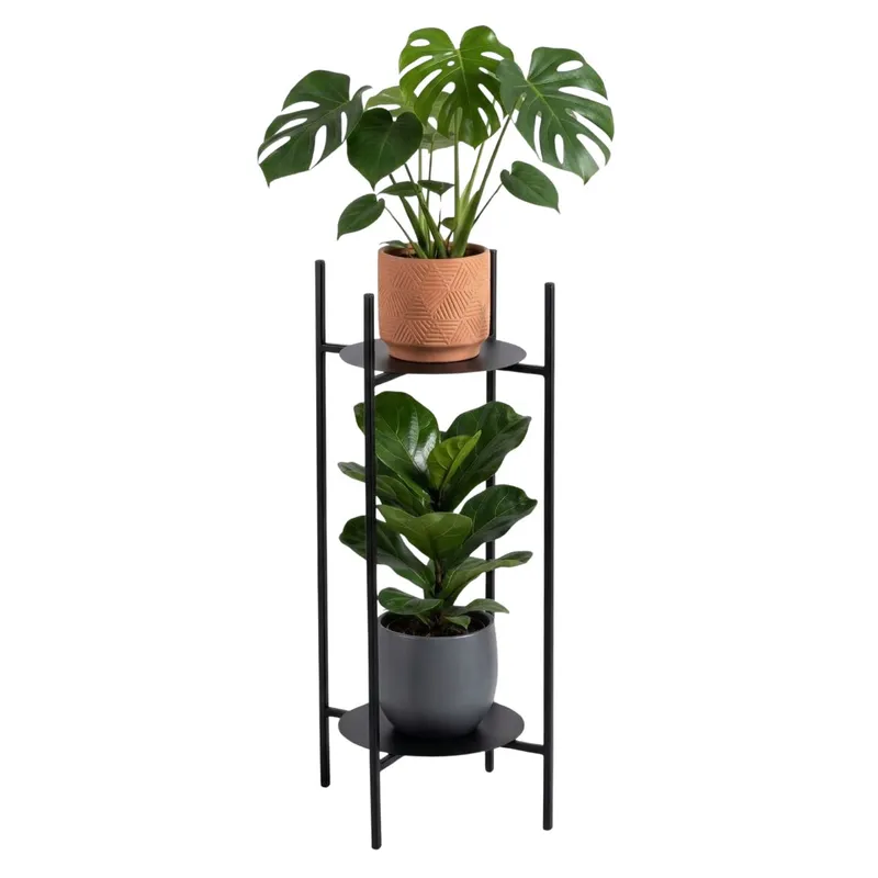 Kwietnik Stojący Na 2 Doniczki 70 cm - Czarny