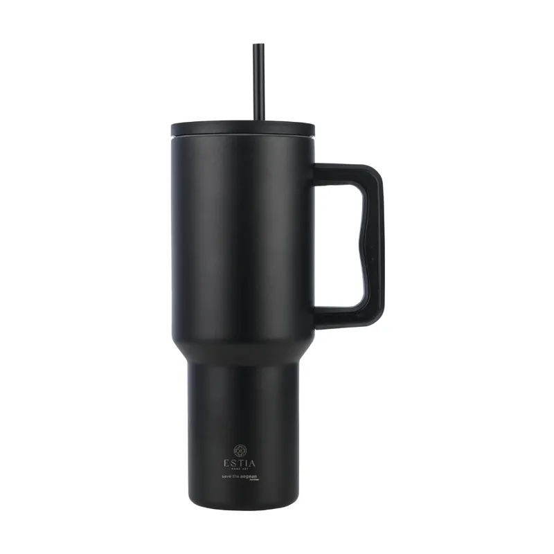 Kubek Termiczny Ze Słomką 1200 ml Midnight Black - Czarny